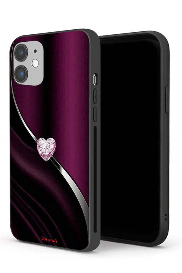 غطاء حماية لجهاز Apple iPhone 12 بتصميم قلب ماسي