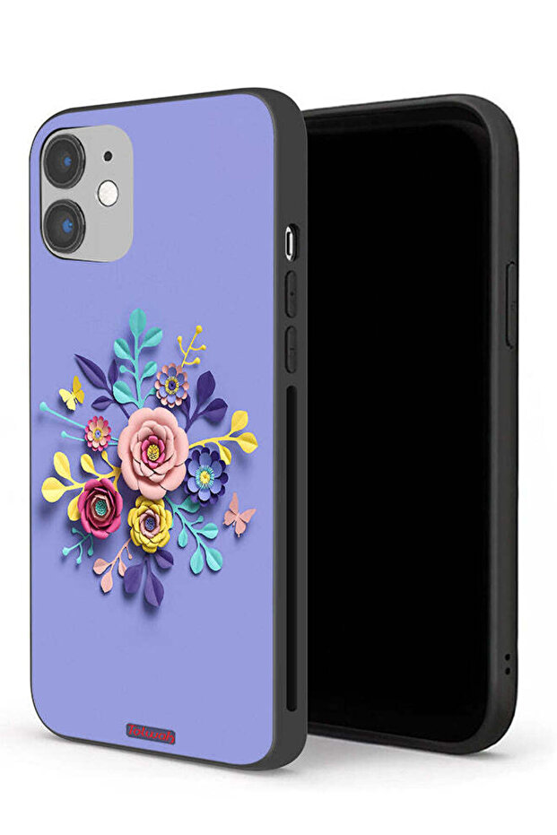 جراب حماية لجهاز Apple iPhone 12 برسومات زهور فنية