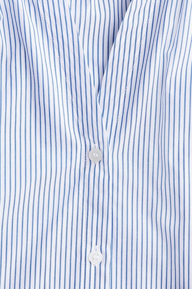 Balon Kollu Poplin Bluz - 5