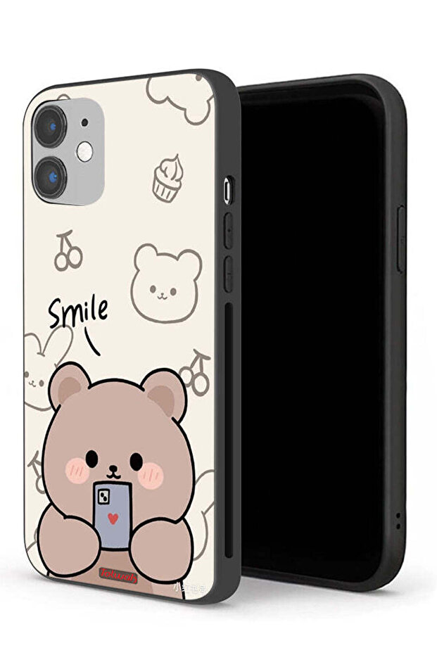 جراب حماية لجهاز Apple iPhone 12 بتصميم دب مبتسم