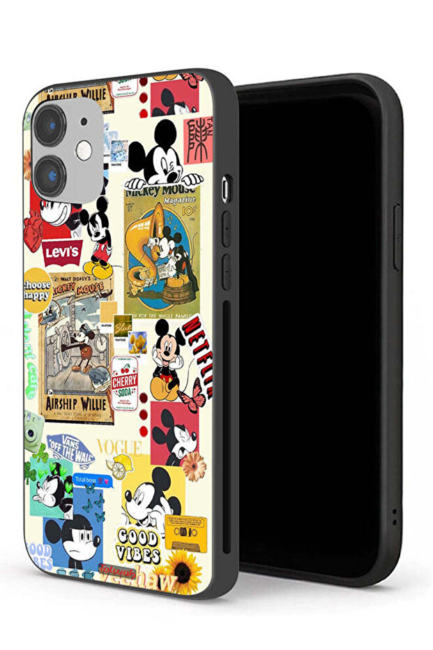 جراب حماية لجهاز Apple iPhone 12 مع ملصقات Happy