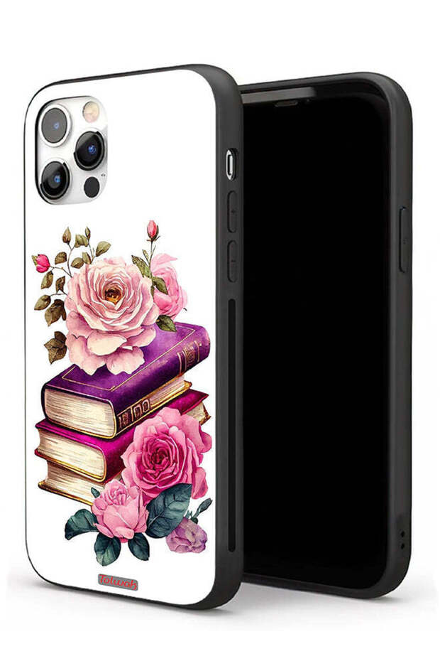 غطاء حماية لجهاز Apple iPhone 11 Pro Max بنقشة الورود والكتب