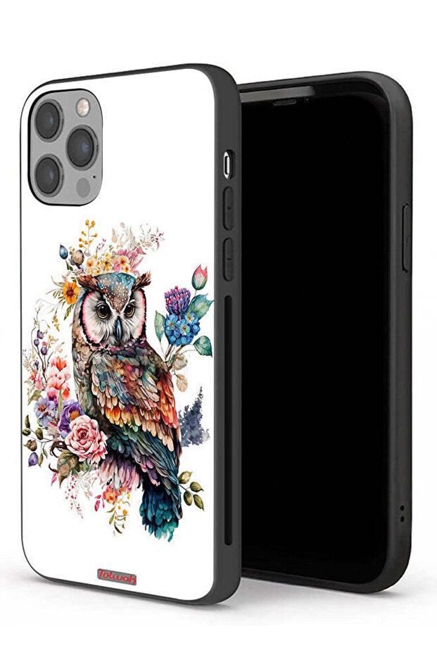 غطاء حماية لجهاز Apple iPhone 12 Pro Max بتصميم بومة فنية تجريدية