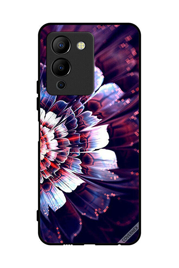 غطاء حماية لهاتف Infinix Note 12 Pro 5G مع زهرة كبيرة منعكسة على الجانب الأيسر