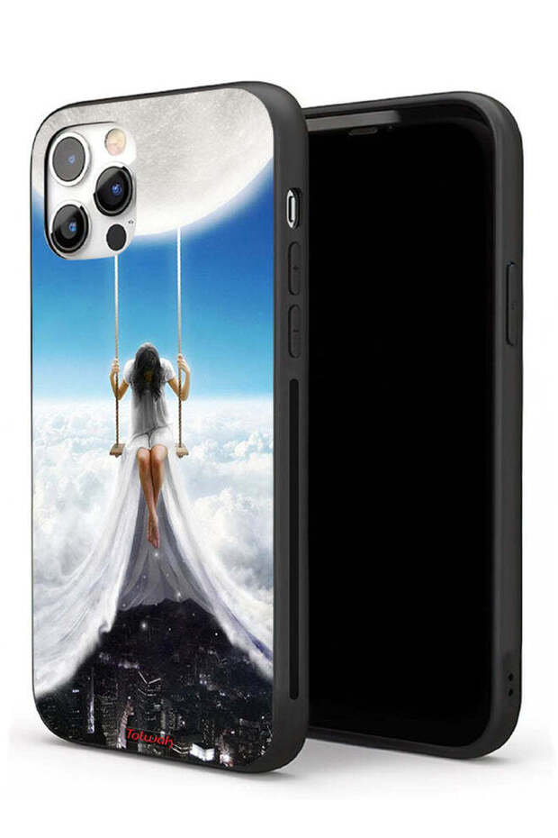 غطاء حماية لجهاز Apple iPhone 11 Pro Max بتصميم فن مدينة الغيوم القمرية