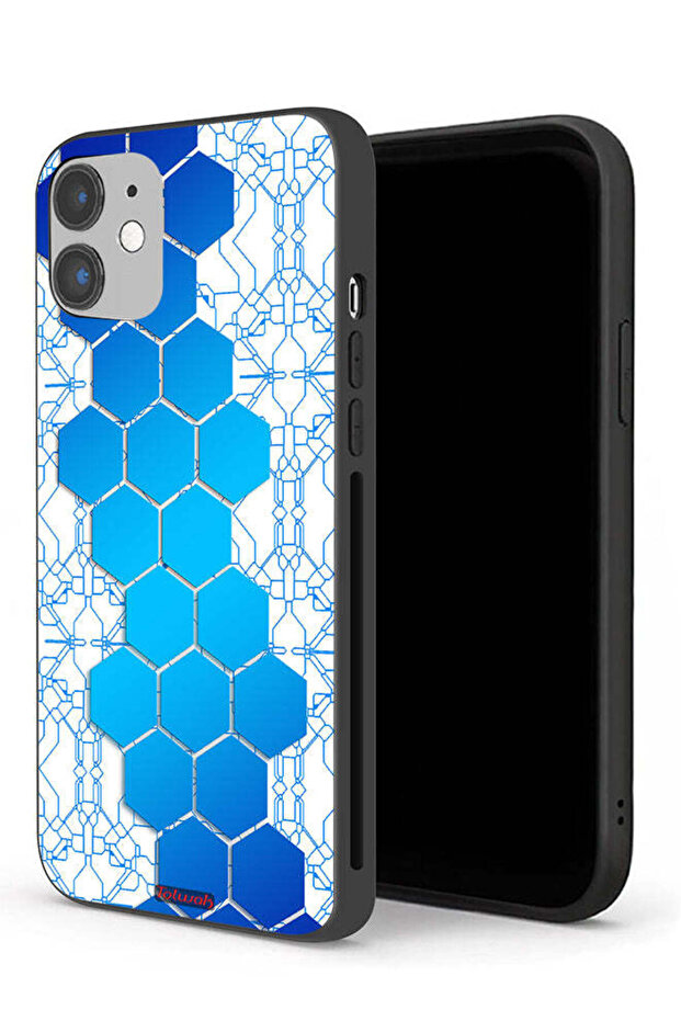 غطاء حماية لجهاز Apple iPhone 12 بتصميم شبكة أيقونات سداسية الشكل من Honeycomb