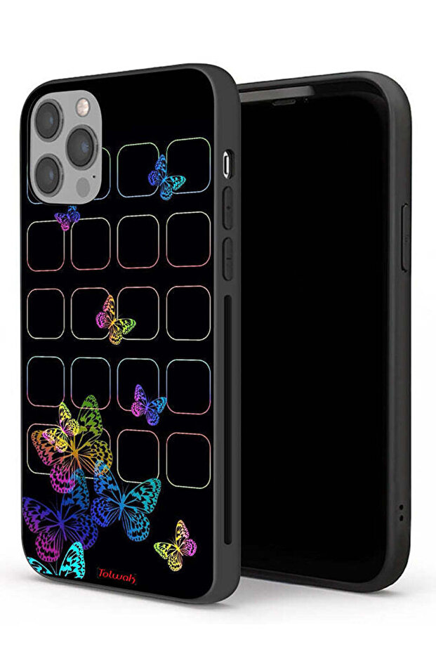 غطاء حماية لجهاز Apple iPhone 12 Pro Max بنقشة فراشات ملونة