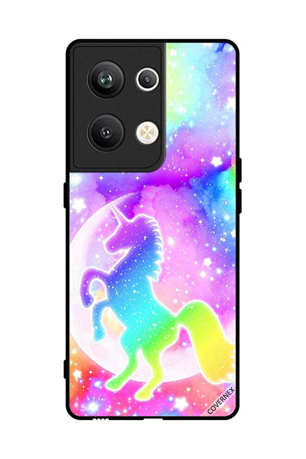 غطاء حماية لهاتف Oppo Reno 9 Pro Plus بتصميم وحيد القرن بألوان قوس قزح