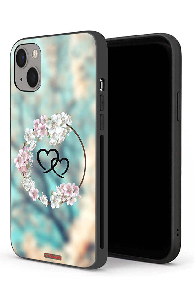جراب حماية لجهاز Apple iPhone 13 mini بتصميم قلوب في خاتم فني