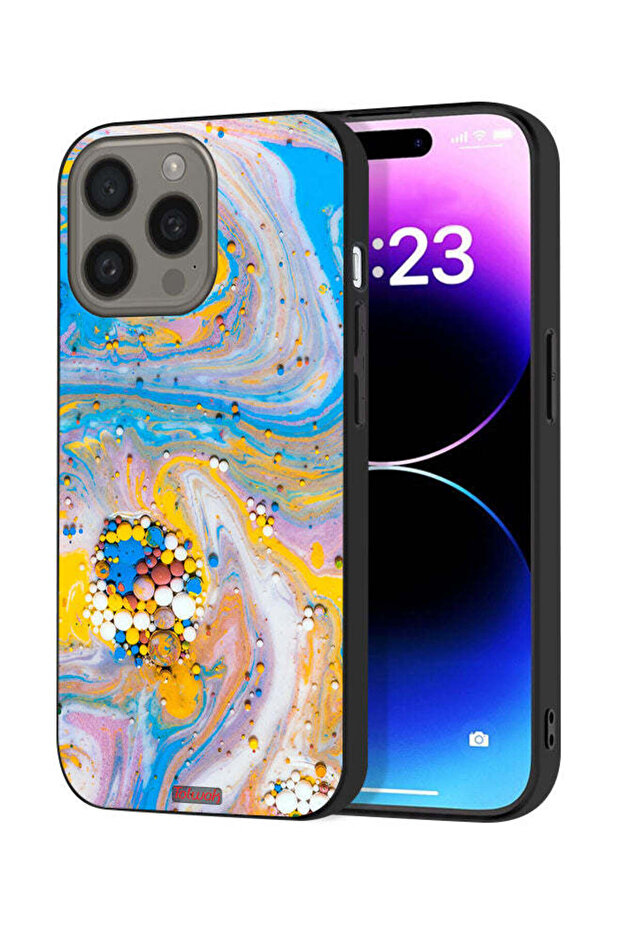 غطاء حماية لجهاز Apple iPhone 15 Pro Max بتصميم جواهر تجريدية ملونة