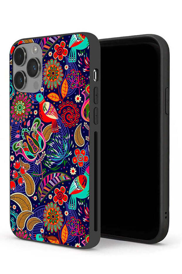 جراب حماية لجهاز Apple iPhone 14 Pro Max بنقشة طيور وزهور