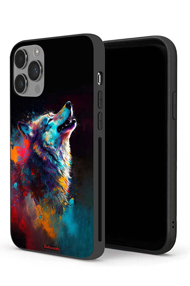 غطاء حماية لجهاز Apple iPhone 14 Pro Max بتصميم ذئب ملون