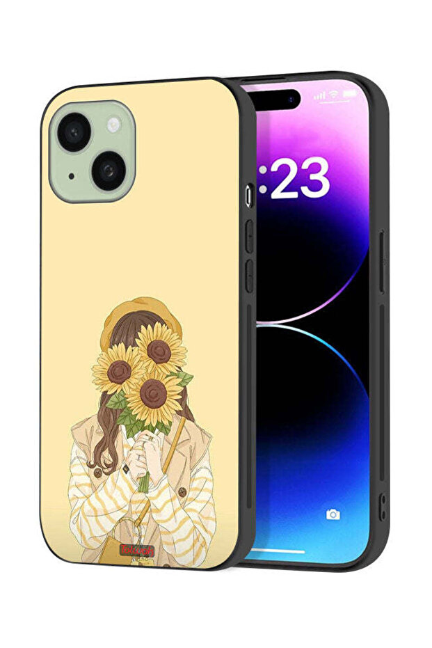 Apple iPhone 15 Plus Protective Case Cover Hide Face With Sunflowers