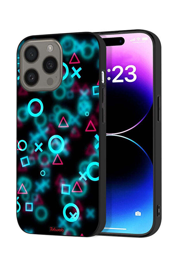 غطاء حماية لجهاز Apple iPhone 15 Pro Max برسومات أيقونات لعبة الحبار صغيرة