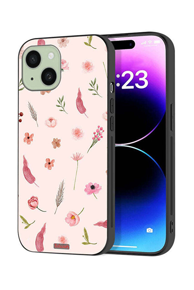 Apple iPhone 15 Plus Protective Case Cover Leaves And Roses Pattern