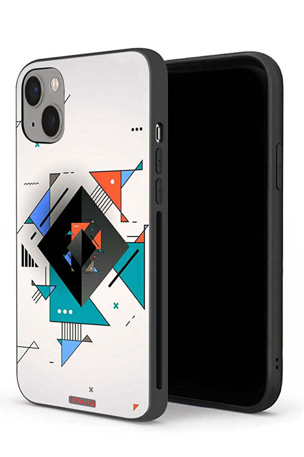 جراب حماية لجهاز Apple iPhone 13 mini بأشكال مربعة ومثلثة ونمط تجريدي