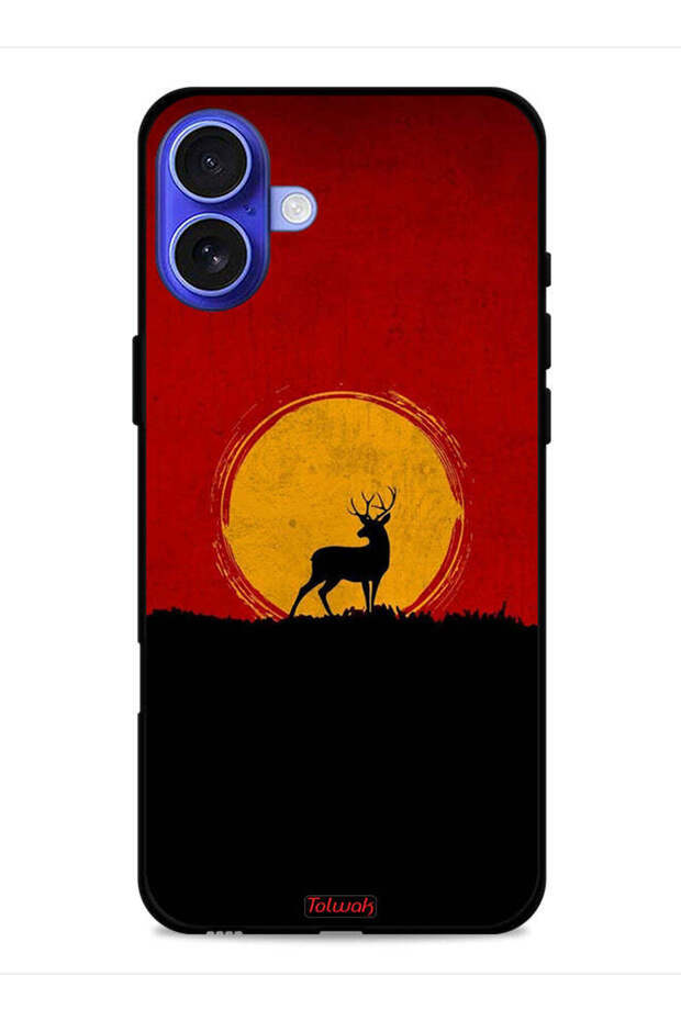 غطاء حماية لجهاز Apple iPhone 16 Plus بتصميم غزال وقمر