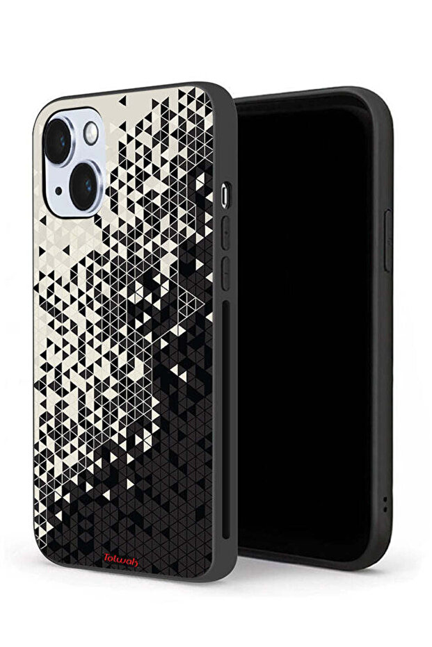 حافظة حماية لجهاز Apple iPhone 14 بنمط مثلث فني رقمي - 1