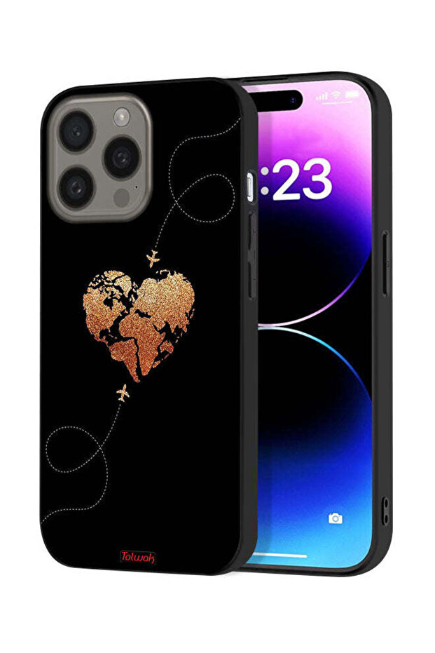 غطاء حماية لجهاز Apple iPhone 15 Pro Max برسومات طائرات تلامس القلب