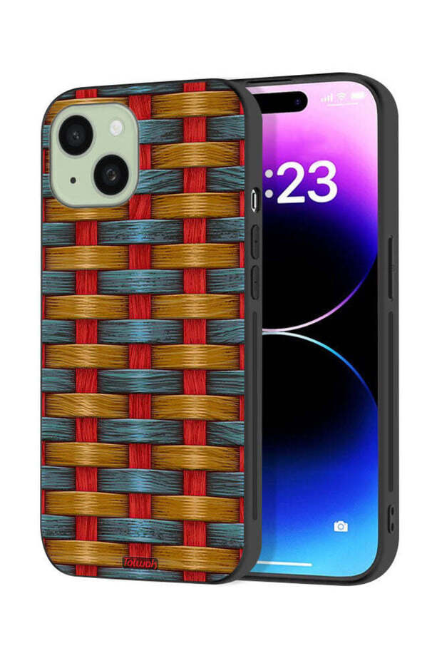 Apple iPhone 15 Plus Protective Case Cover Strips Art Pattern