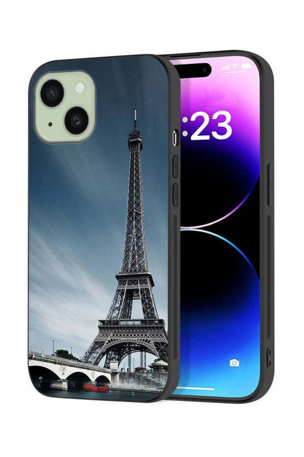غطاء حماية لجهاز أبل آيفون 15 بلس بتصميم برج إيفل - 1