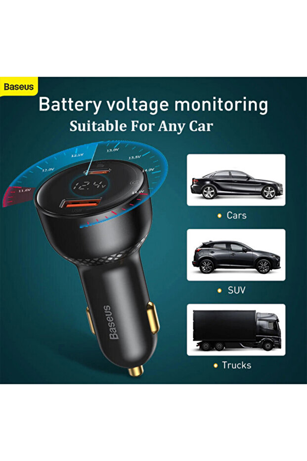 Încărcător auto USB, Tip-C, 100W, 5A + cablu Tip-C la Tip-C - (TZCCZX-01) - Negru - 7