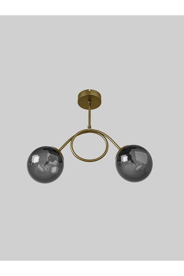 ARVEN Modern Eskitme Metal 2'li Füme Cam Küre Avize | Yay Formlu Aydınlatma Avize Modeli - 5