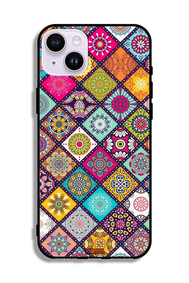 جراب حماية لجهاز Apple iPhone 14 بنمط مربعات ماندالا - 2