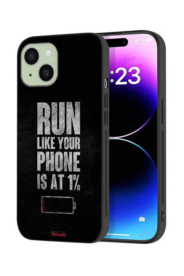 غطاء حماية لجهاز Apple iPhone 15 Plus، اركض كما لو كان هاتفك يعمل بنسبة 1%
