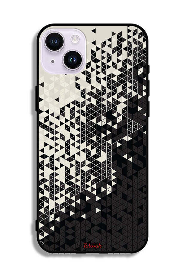 حافظة حماية لجهاز Apple iPhone 14 بنمط مثلث فني رقمي - 2
