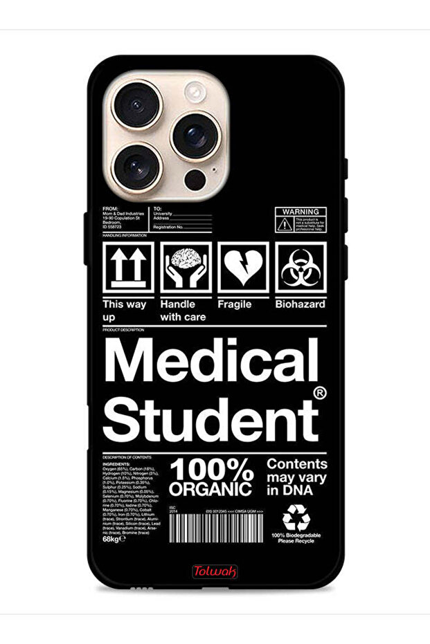 غطاء حماية لجهاز Apple iPhone 16 Pro، ملصق طالب الطب