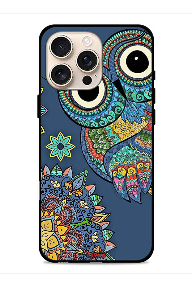 غطاء حماية لجهاز Apple iPhone 16 Pro Max بتصميم بومة زهرية