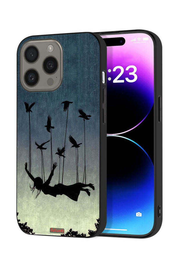 غطاء حماية لجهاز Apple iPhone 15 Pro Max، طيور تحمل فتاة ساقطة