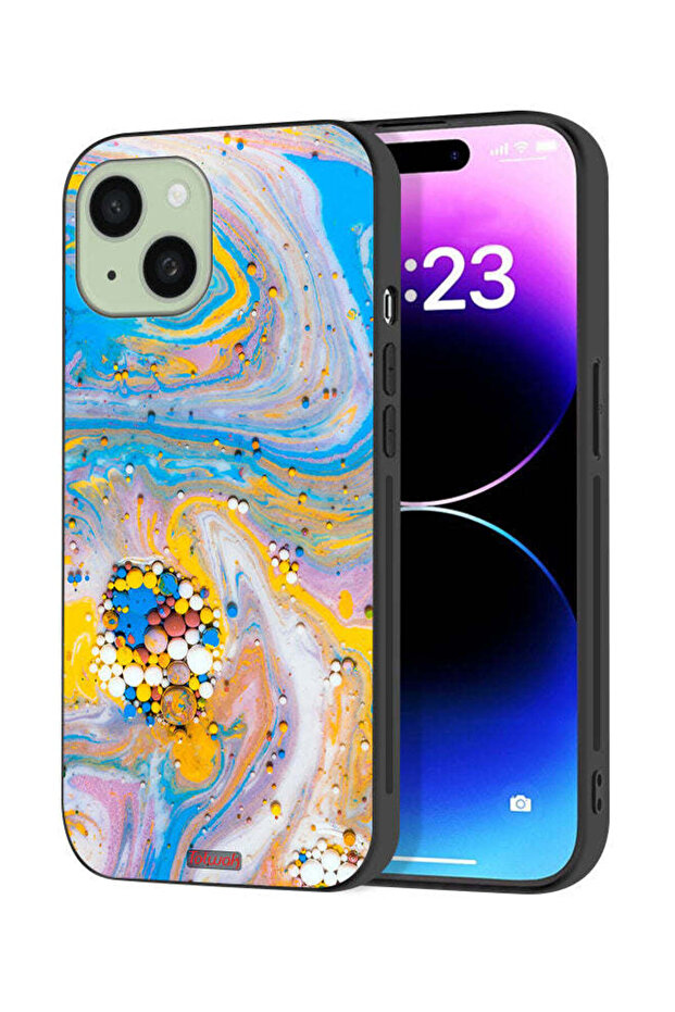 غطاء حماية لجهاز Apple iPhone 15 Plus بتصميم جواهر تجريدية ملونة