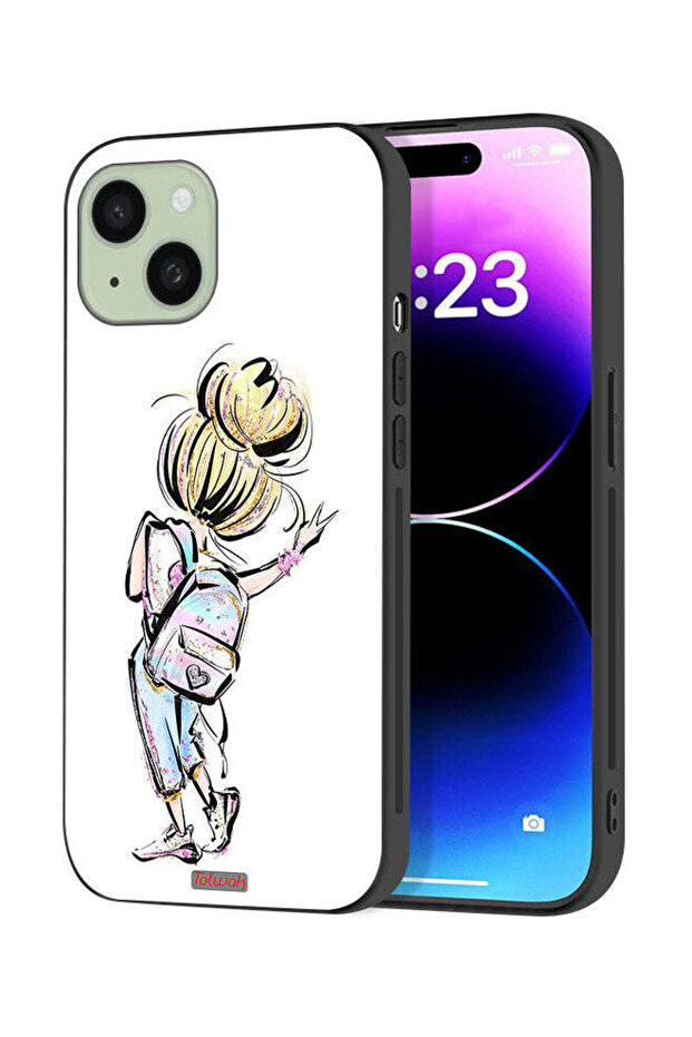 Apple iPhone 15 Plus Protective Case Cover Back To School Girl Art
