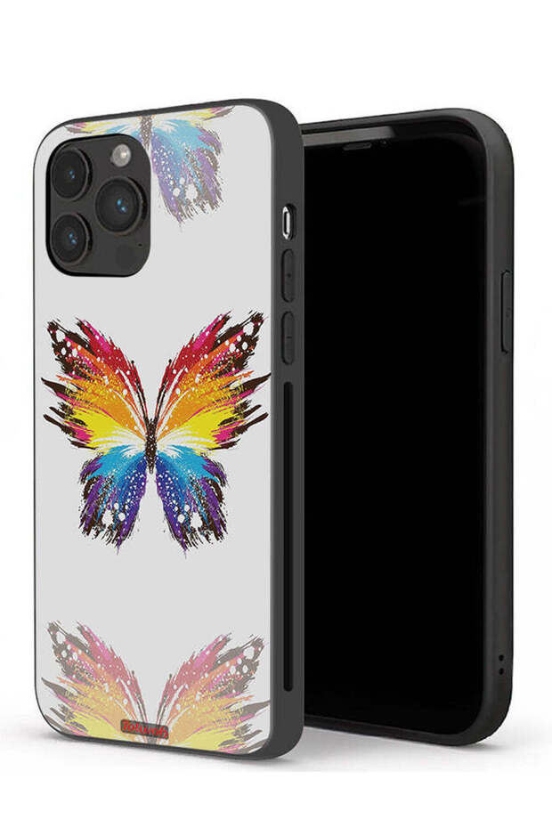 جراب حماية لجهاز Apple iPhone 13 Pro بفن رقمي وخلفية بسيطة وبساطة الفراشة