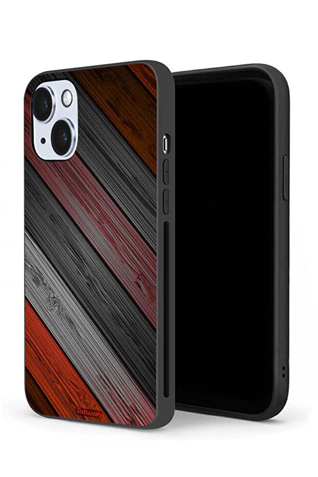 جراب حماية لجهاز Apple iPhone 14 بنمط خشبي ملون - 1