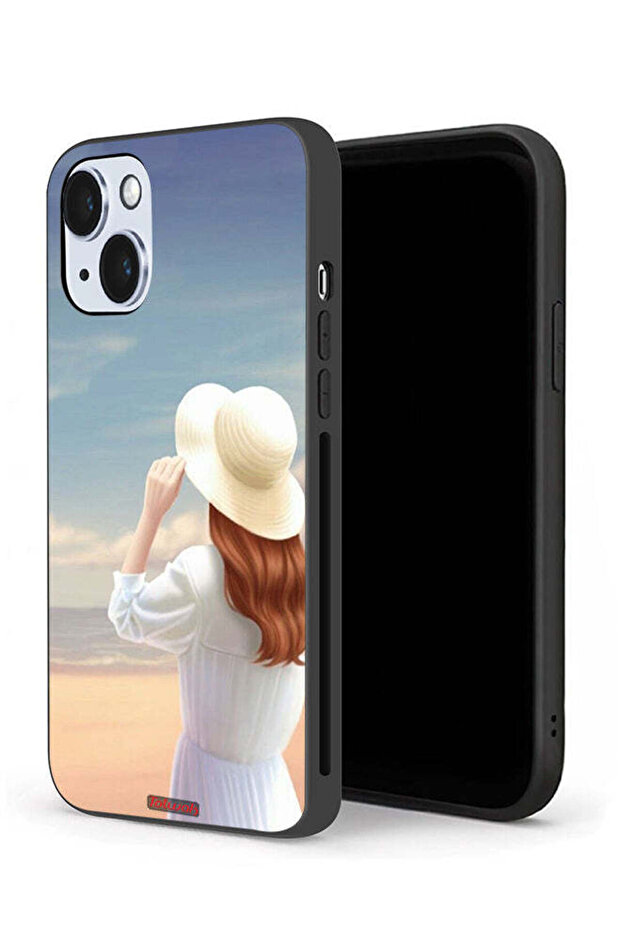 جراب حماية لجهاز Apple iPhone 14 Plus بتصميم قبعة فتاة واقفة