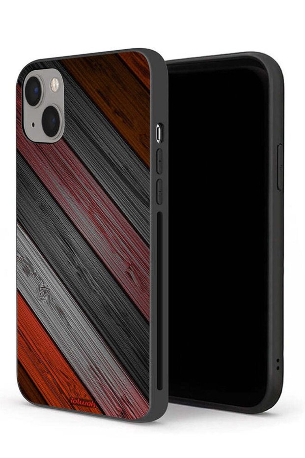 جراب حماية لجهاز Apple iPhone 13 mini بنمط خشبي ملون