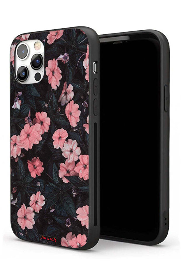 غطاء حماية لجهاز Apple iPhone 11 Pro Max - لون الخوخ والورود الصغيرة