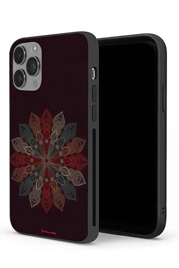غطاء حماية لجهاز Apple iPhone 14 Pro Max بتصميم زهرة ماندالا