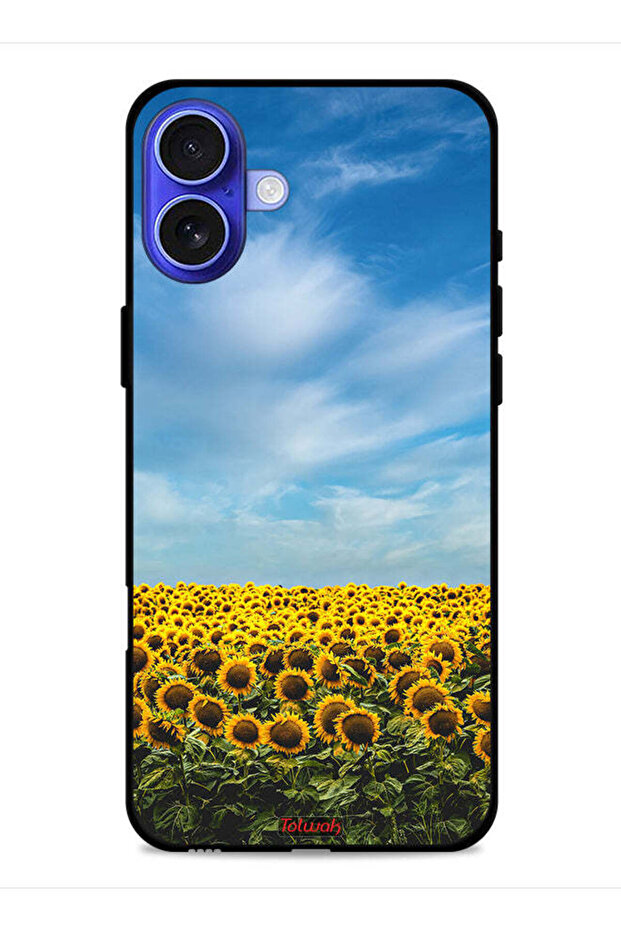 غطاء حماية لجهاز Apple iPhone 16 Plus بطبعة عباد الشمس تحت السماء