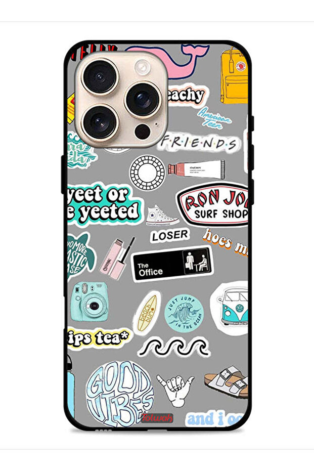 غطاء حماية لجهاز Apple iPhone 16 Pro Max بملصقات Good Vibes