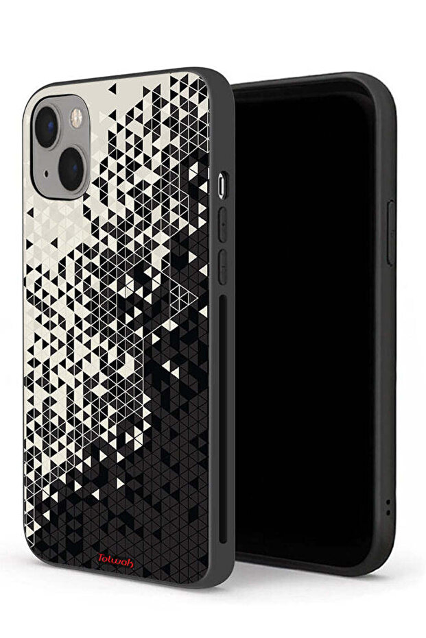 جراب حماية لجهاز Apple iPhone 13 mini بنمط مثلث فني رقمي - 1
