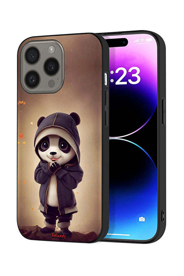 غطاء حماية لجهاز Apple iPhone 15 Pro Max بتصميم باندا صغير لطيف
