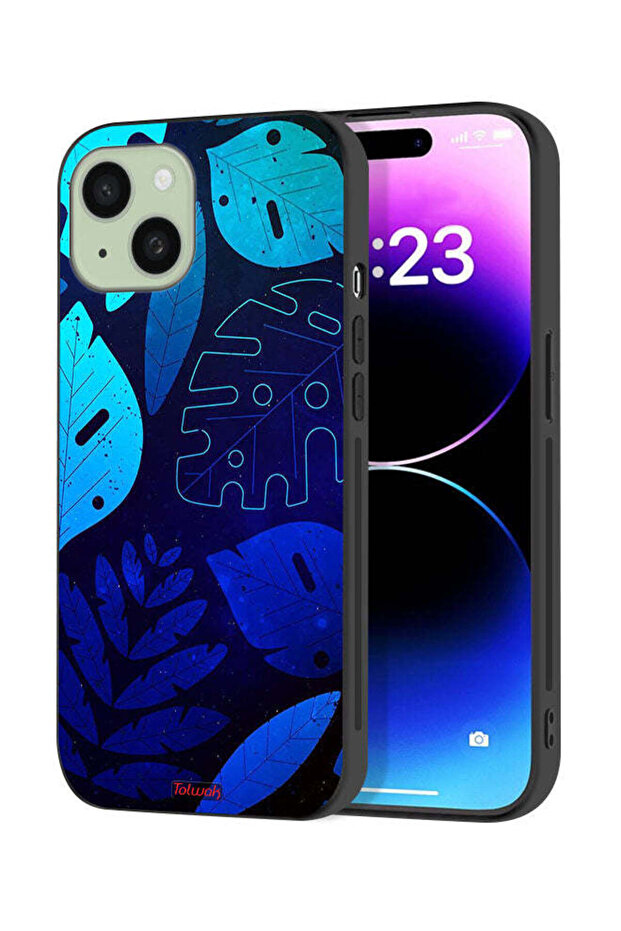 Apple iPhone 15 Plus Protective Case Cover Leaves Pattern