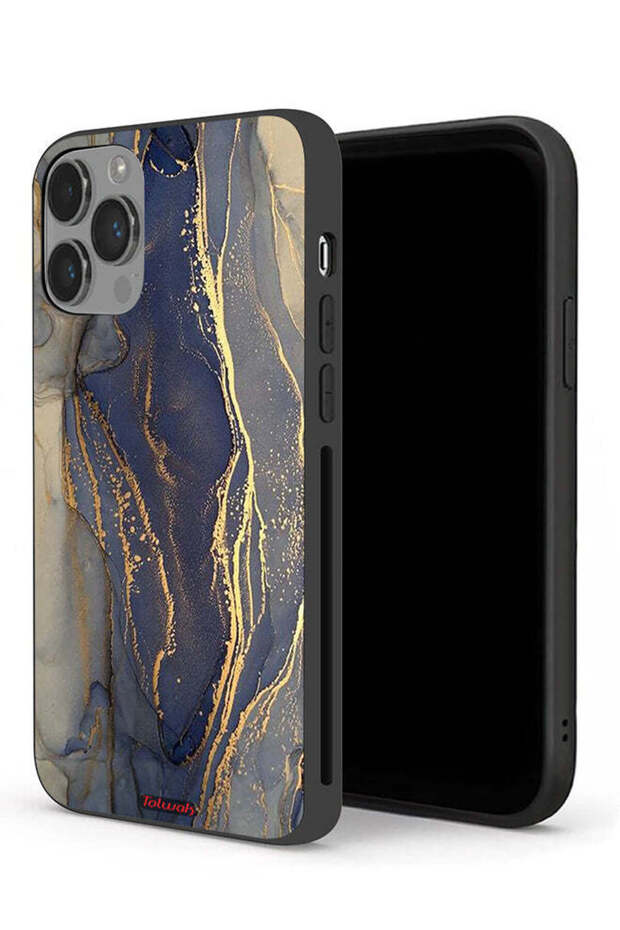 غطاء حماية لجهاز Apple iPhone 14 Pro Max بنقشة رخامية لامعة - 1