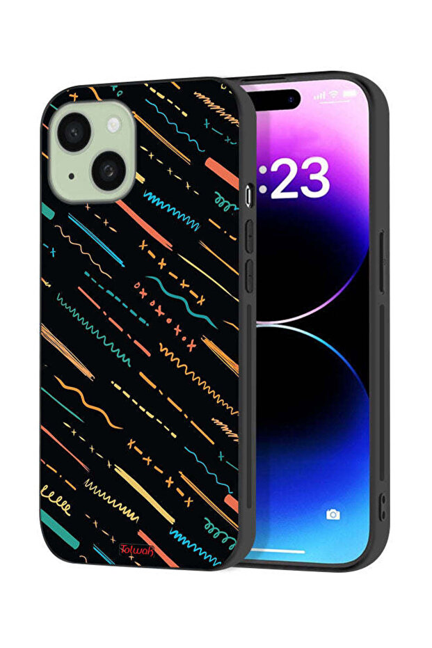 Apple iPhone 15 Plus Protective Case Cover X Lines Abstract Pattern