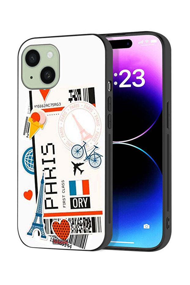 غطاء حماية لجهاز Apple iPhone 15 Plus بملصق باريس