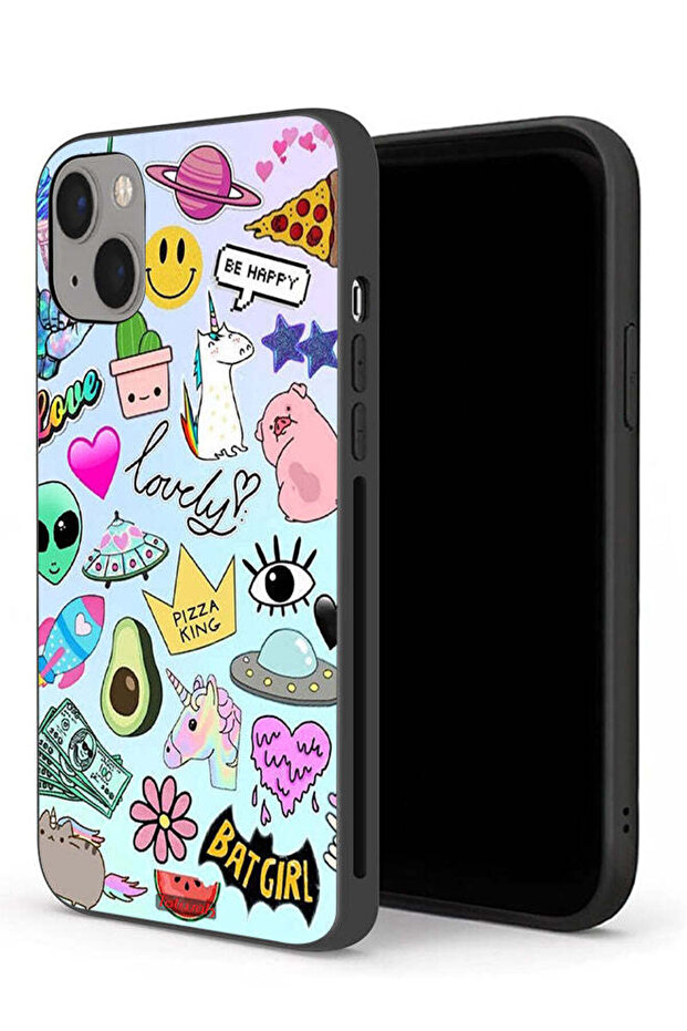 جراب حماية لجهاز Apple iPhone 13 mini بملصقات جميلة